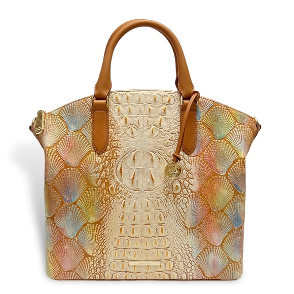 Brahmin Large Duxbury Satchel Scallop Bondi Pastel Seashell Embossed Leather - Picture 1 of 13